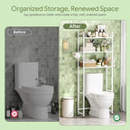 Simple Trending 3-Tier Over Toilet Storage Rack with Paper Holder & Hooks - Image 6