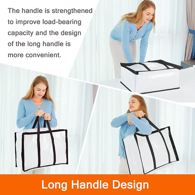Vieshful 3 Pack 40L/60L/90L Clear Clothes Storage Bags with Zipper - Image 6