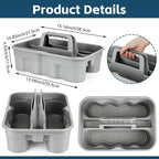 Wesiti 6 Pcs Cleaning Caddy with Handle Large Plastic Housekeeping Shower Basket Cleaning Supplies Organizer for Spray Bottles Brush Home Bathroom Office (Gray) - Image 3