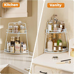 VITVITI 2 Tier Bathroom Counter Organizer Corner Vanity Shelf Storage White - Image 4