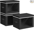 Homsorout Storage Bins with Lids, 3 Pack Large Storage Cubes with Window, Closet Bins with Lids & Handles, Fabric Box for Organizing Clothes, Towels, Books, Black by Homsorout
