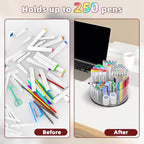 Absonic 250pcs Acrylic Pencil Holder Marker Organizer, Back to School 360-Degree Rotating Pen Holder, Crayon Organizers for Kids Pencil Organizer Caddy Art Supply Lazy Susan Organizer for Desk Office - Image 3