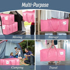 12 Pack Extra Heavy Duty Large Moving Bags with Strong Zipper, Pink | Comfortable Handles, Sturdy & Durable Clothes Storage Bags Totes Bins, Blue Packing Moving Boxes for College Supplies - Image 7