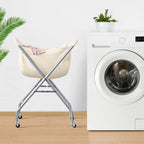 ELYKEN Laundry Basket with Wheels, Collapsible Laundry Hamper, Cream - Image 2