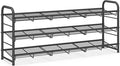 SONGMICS 3-Tier Long Stackable Metal Shoe Rack, Holds Up to 15 Pairs | Shoe Organizer for Closet, Entryway, and Small Spaces, with Adjustable Slanted Shelves, Black, DAVIAN Collection ULMR106BD01 by Unknown
