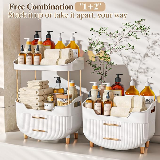 caktraie 4-Tier Makeup Organizer Bathroom Countertop Storage White - Image 4