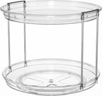 LAMU Rotating Makeup Organizer for Vanity, 10.6in 2 Tier Lazy Susan Turntable Stackable Spinning Skincare Organizer Cosmetic Perfume Tray Display for Bathroom Counterop, Large Capacity, Clear - Image 9