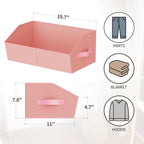 Homsorout Storage Bins for Shelves - Large Trapezoid Closet Shelf Organizer, Fabric Organization Bins with Handles, Storage Baskets for Clothes, Towel, Purse, 6 Pack, Pink - Image 2
