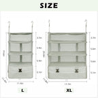 Surblue Hanging Closet Storage Bag Collapsible 3-Shelf Washable Oxford Fabric with 2 Hooks (L 11.41 * 11.41 * 19.68in, Light Gray) - Image 2