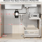 2 Pack 18.5IN-Depth Under Sink Organizer With Next-Gen Ball-Bearing Slides,2-Tier Precision Mesh Pull Out Cabinet Storage for Bathroom&Kitchen,Height Adjustable Drawers Shelf,Anti-rust-White - Image 2