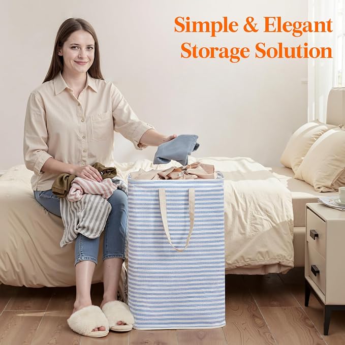 Lifewit 75L Large Collapsible Laundry Basket with Extended Handles, Blue - Image 9