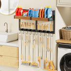 Broom and Mop Organizer Wall Hanging, Broom Holder Wall Mount with Cleaning Supplies Organizer, Broom Hanger Wall Mount with Storage Shelf and Hooks for Laundry Room Garage Kitchen - Image 7