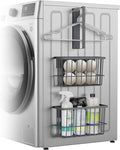 Laundry Room Organization and Storage Magnetic Dryer Ball Holder with Magnetic Hanger Holder, Magnetic Lint Bin for Washer Dryer, Iron Basket Dryer Ball Container, Magnetic Laundry Organizer (Gray) by Unknown