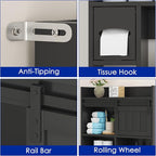 kepptory Over the Toilet Cabinet with Sliding Barn Door，Black - Image 6