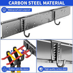 Garage Tool Organizer Wall Mount, 32 Inch Heavy Duty Garden Tool Organizer Storage System, Easy Install with 6 Adjustable Straight Hooks, for Garage, Basement, Shed, Workshop, Black, Steel - Image 5