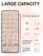 BAGSMART Hanging Jewelry Organizer Necklace/Earring/Ring 2-Sided L Black - Image 3