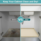 Under Kitchen Sink Mats and Protectors Waterproof, Silicone Under Sink Mat for 34" x 22" Cabinets, Under Sink Tray Organizer, Shelf Liner Cabinet Liner for Kitchen and Bathroom, Beige - Image 6