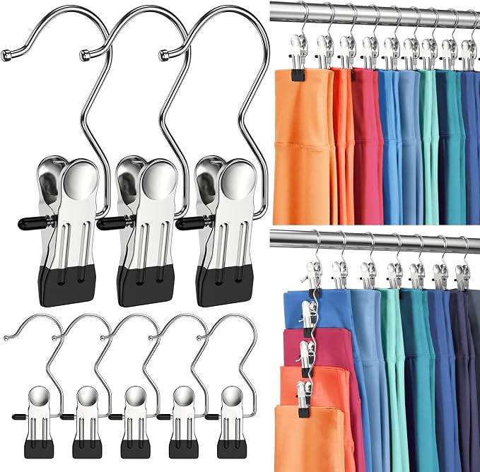 30 Pack Pants Hangers with Clips,Legging & Jean Hangers for Closet Hanging | Space Saving Clip Hangers for Yoga Pants, Jeans, Shorts, Skirts and Hats,Closet Organizers and Storage by DOIOWN