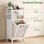 Homykic Tilt Out Laundry Hamper Cabinet, 10 Gal Bamboo Laundry Organizer - Image 6