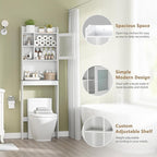 ZENY Over The Toilet Storage Cabinet, Bathroom Organizer with Adjustable Shelf and Double Doors, Freestanding Bathroom Space Saver Toilet Rack (White) - Image 4
