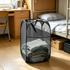 Larpur Popup Mesh Laundry Basket, Collapsible and Portable Clothes Washing Laundry Hamper with Reinforced Carry Handle (Black 2pcs) - Image 5