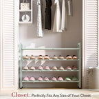 Bumusty 4 Tier Expandable Shoe Rack for Closet, Green | 18"-33" Adjustable Shoe Rack for Entryway, Small Shoe Organizer for Dorm, Front Door, Sturdy Metal - Image 2