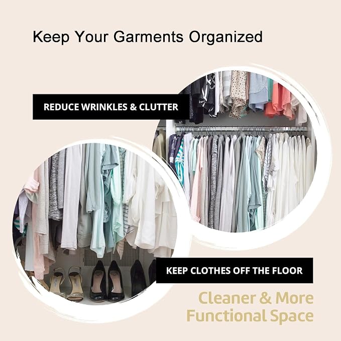 CUTSKY Velvet Hangers 50 Pack, Ultra Slim & Short Neck Hanger, 360 Swivel Hook, Space Saving Durable Non-Slip Felt Hangers,Beige b - Image 6