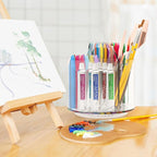 Absonic Pencil Holder for Kids, 360 Rotating Pen Holder for Desk Organizer and Storage, 4 Compartments Art Supply Marker Organizer, Acrylic Kids Desk Organizer for School Lazy Susan Organizer - Image 6