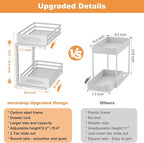 Under Sink Organizer, 2 Tier Under Sink Organizers and Storage, Adjustable Height, Slide out Metal Cabinet Organizers, Pull out Cabinet Storage Drawer Shelf for Kitchen Bathroom (White, 1 Pack) - Image 4