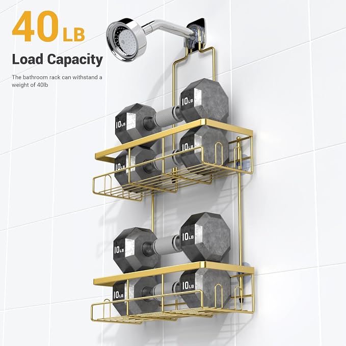 Hanging Shower Caddy Over Showerhead - Rustproof No Drill Shower Organizer - Image 4
