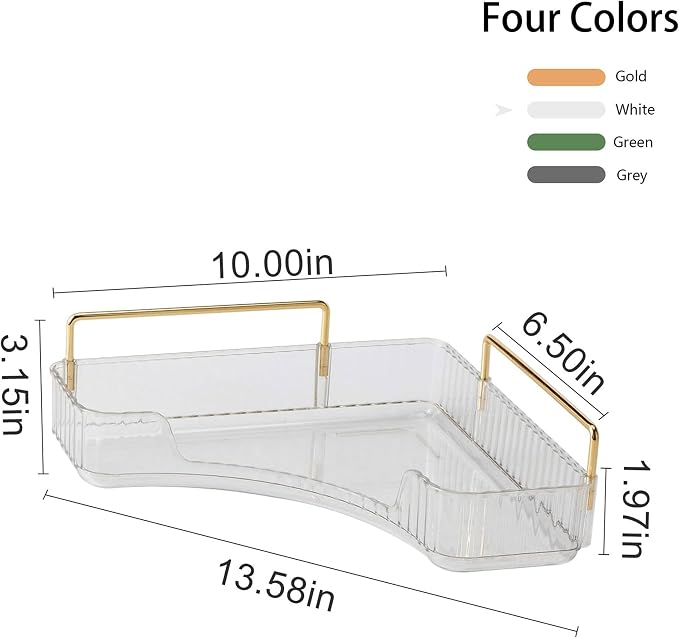 YCIA&DONE Corner Bathroom Counter Organizer, Makeup Organizer for Vanity, Skincare Cosmetic Perfume Tray, Corner Countertop Shelf Rack Storage for Bathroom Kitchen 1 Tier (Clear White) - Image 3