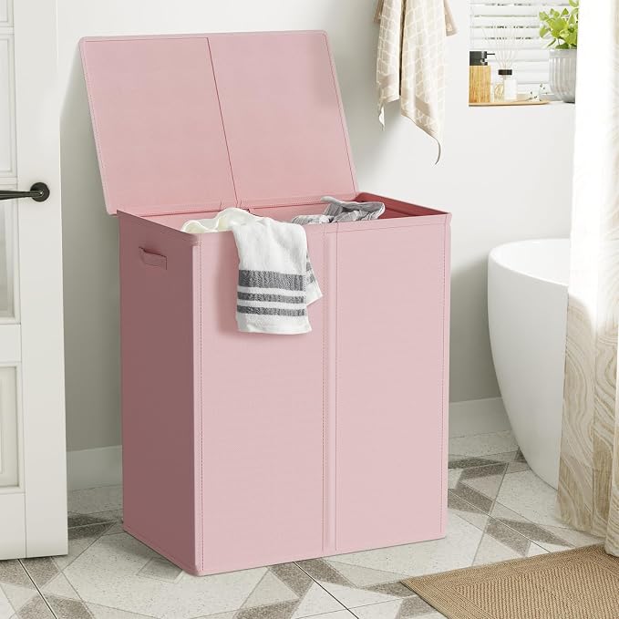 WOWLIVE 154L Double Laundry Hamper 2 Section with Lid and Removable Bags - Image 2