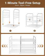 EVERIE Extendable 3-Tier Kitchen Cabinet & Pantry Organizer for Plastic Wrap, Foil & Storage Bags, Adjustable Heavy Duty Shelf Rack for Wrap Boxes, Jars & Snack Boxes (11–16.7 in Wide), Pack of 1 - Image 6