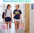 EUDELE Mesh Shower Caddy Portable for College Dorm Room Essentials,Portable Shower Caddy Dorm with 9-Pocket Large Capacity, Shower Bag for Beach, Swimming, Gym, Travel essentials, Pink - Image 2