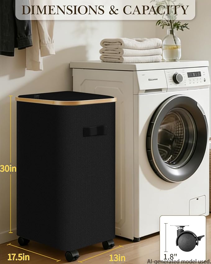 Laundry Basket with Wheels, 110L Large Rolling Laundry Hamper for Dorm - Image 2