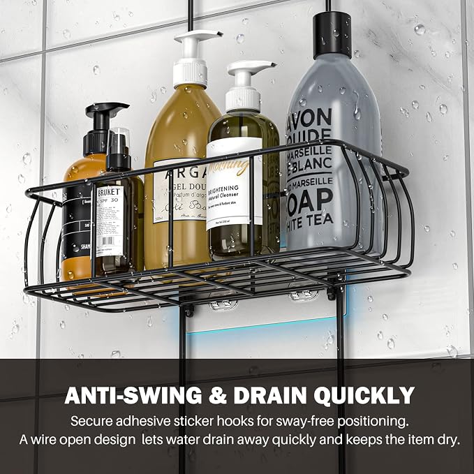 Epicano Shower Caddy Hanging,Large Capacity Shower Organizer,Black - Image 6