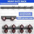 Garage Tool Organizer Wall Mount, 32 Inch Heavy Duty Garden Tool Organizer Storage System, Easy Install with 6 Adjustable Straight Hooks, for Garage, Basement, Shed, Workshop, Black, Steel - Image 3