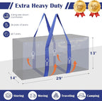 6 Pack Moving Bags with Full-Open Side Zipper, Extra Large 93L Heavy Duty Waterproof Foldable Storage Totes for College Dorm, Moving & Home Organization,Blue - Image 2