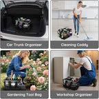 ZKOO Large Cleaning Caddy Bag with Handle, Built-in Sturdy Support Board, Adjustable Shoulder Strap, Multi-compartment Design Cleaning Supply Tote for Cleaners & Housekeepers (Gray) - Image 7