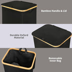 efluky 100L Laundry Basket with Lid and Net Bag, Tall Laundry Hamper with Bamboo Handles, Aesthetic Dirty Clothes Bin for Laundry Room, Bathroom, Bedroom and Dorm, Black - Image 6