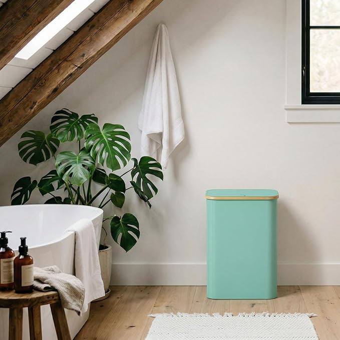 Lifewit 80L Large Laundry Basket with Lid, Removable Bags, Sage Green - Image 8