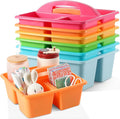 6 Pack Plastic Classroom Organizer Caddy with Handle, Multicolored by Yakydesign