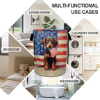 4th of July Flag Dog Laundry Basket Foldable Oxford Laundry Hamper With Handle For Room Bathroom Bedroom - Image 7