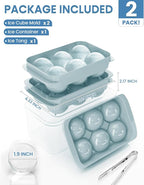 Large Ice Cube Tray for Freezer - 2 Pack Stackable Round Ice Cube Molds Set, Easy to Fill & Release with Storage Bin and Tongs for Kitchen, Party, Cocktail & Coffee, Gifts for Whiskey Lover (1.93In) - Image 2