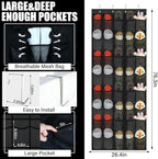 Windyun 2 Pcs 40 Pocket Over The Door Shoe Organizer, Black - Image 3
