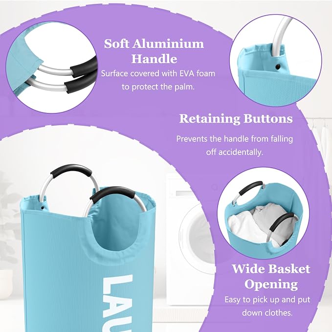 2Pcs 95L Large Clothes Hampers, Foldable Laundry Basket with Handles - Image 5