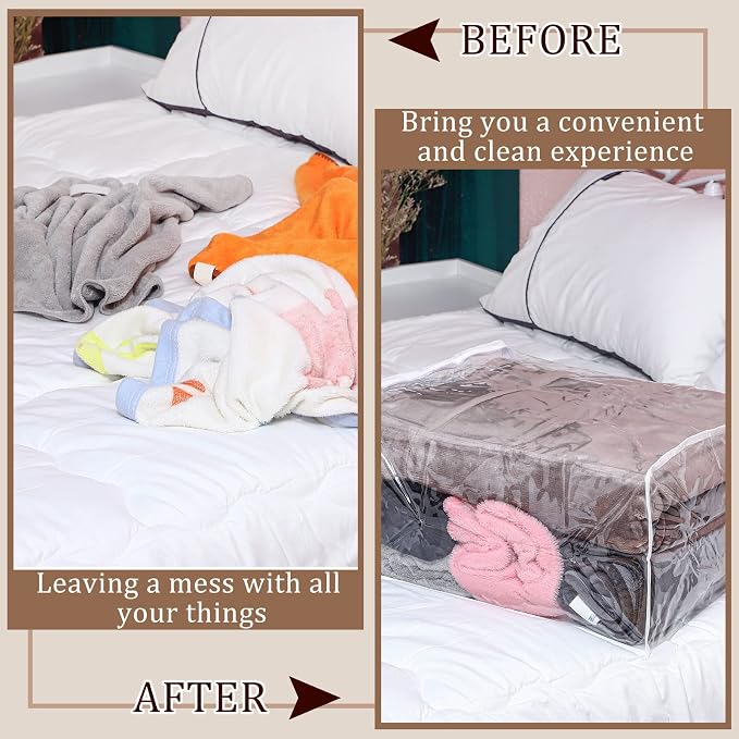 Shappy 6 Packs Clear Plastic Storage Bags with Zipper, 18 x 15 x 9 Inch | Sweater Bags, Moth Proof Protection, Vinyl, For Blankets Clothes Bed Sheet Comforters Pillows Quilt Closet Linen Organizer - Image 6
