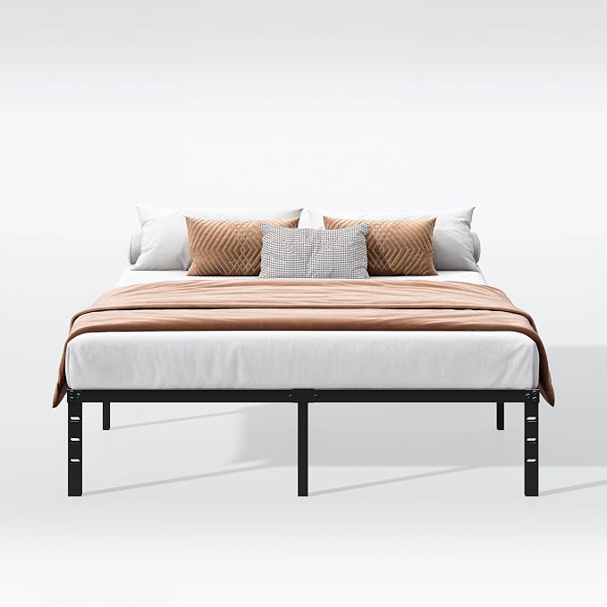Hafenpo 16 Inch King Bed Frame - Sturdy Metal Platform King Size, No Box Spring Needed, Heavy Duty, Easy Assembly, Strong Bearing Capacity, Under Bed Storage, Black - Image 8