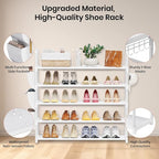 VILICK Shoe Rack for Closet Shoe Organizer Space Saver Storage for 20-25 Pair Shoe Shelf with Hook and Side Pocket Free Standing 5 Tier Shoe Rack Organizer for Entryway,Small Spaces, White - Image 4