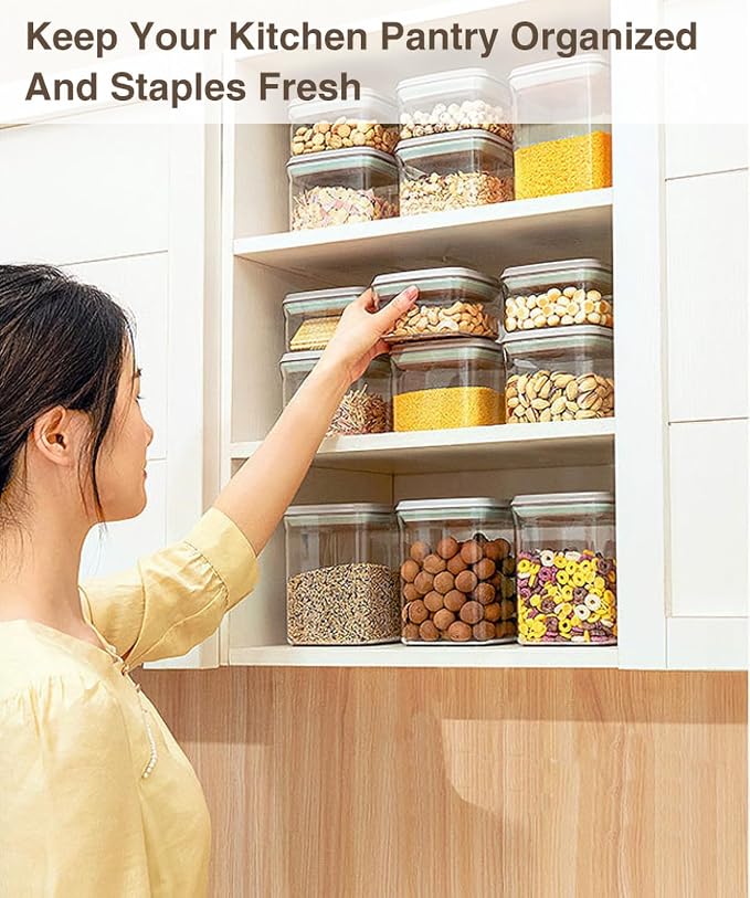 Melovom Pop Food Storage Containers Set Airtight Food Storage Containers with Pop Lids, Kitchen Pantry Organization and Storage, BPA Free, 2 x 2.8Qt - Image 5